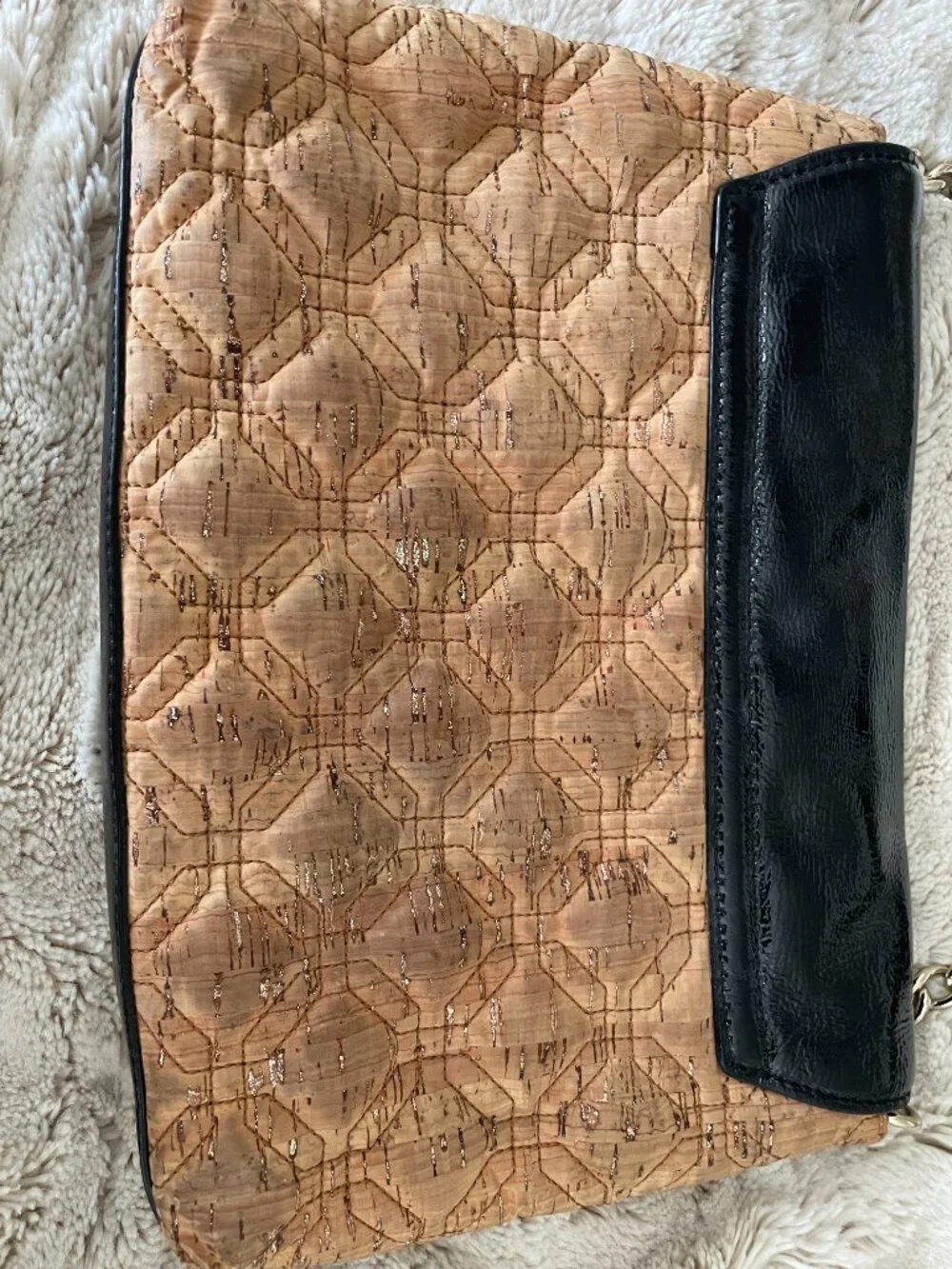 Kate Spade Shoulder Bag-Cork and Black Leather